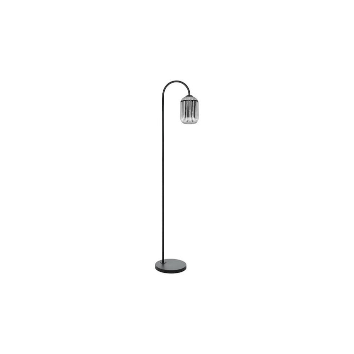 Dar IDR4922-SAW6510 | Idra Floor Lamp | Matt Black with Smoked Ribbed Glass