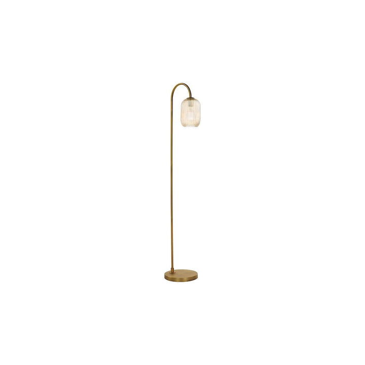 Dar IDR4963-SAW6506 | Idra Floor Lamp | Aged Bronze with Champagne Ribbed Glass