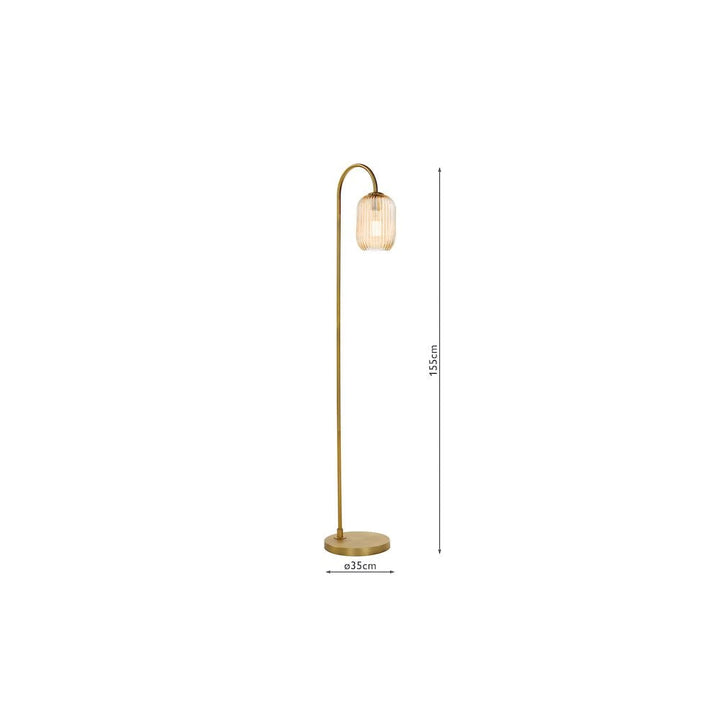 Dar IDR4963-SAW6506 | Idra Floor Lamp | Aged Bronze with Champagne Ribbed Glass