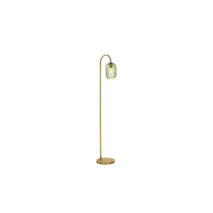 Dar IDR4963-SAW6524 | Idra Floor Lamp | Aged Bronze with Green Ribbed Glass