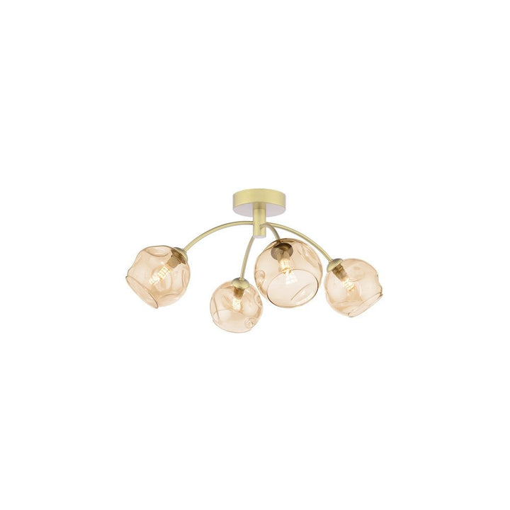 Dar IZZ0435-16 | Izzy | 4 Light Semi-Flush Light | Gold & Champagne Dimpled Glass