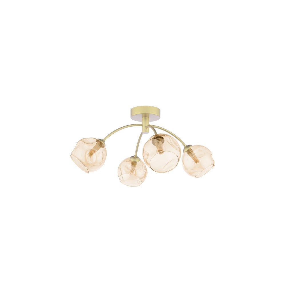 Dar IZZ0435-16 | Izzy | 4 Light Semi-Flush Light | Gold & Champagne Dimpled Glass