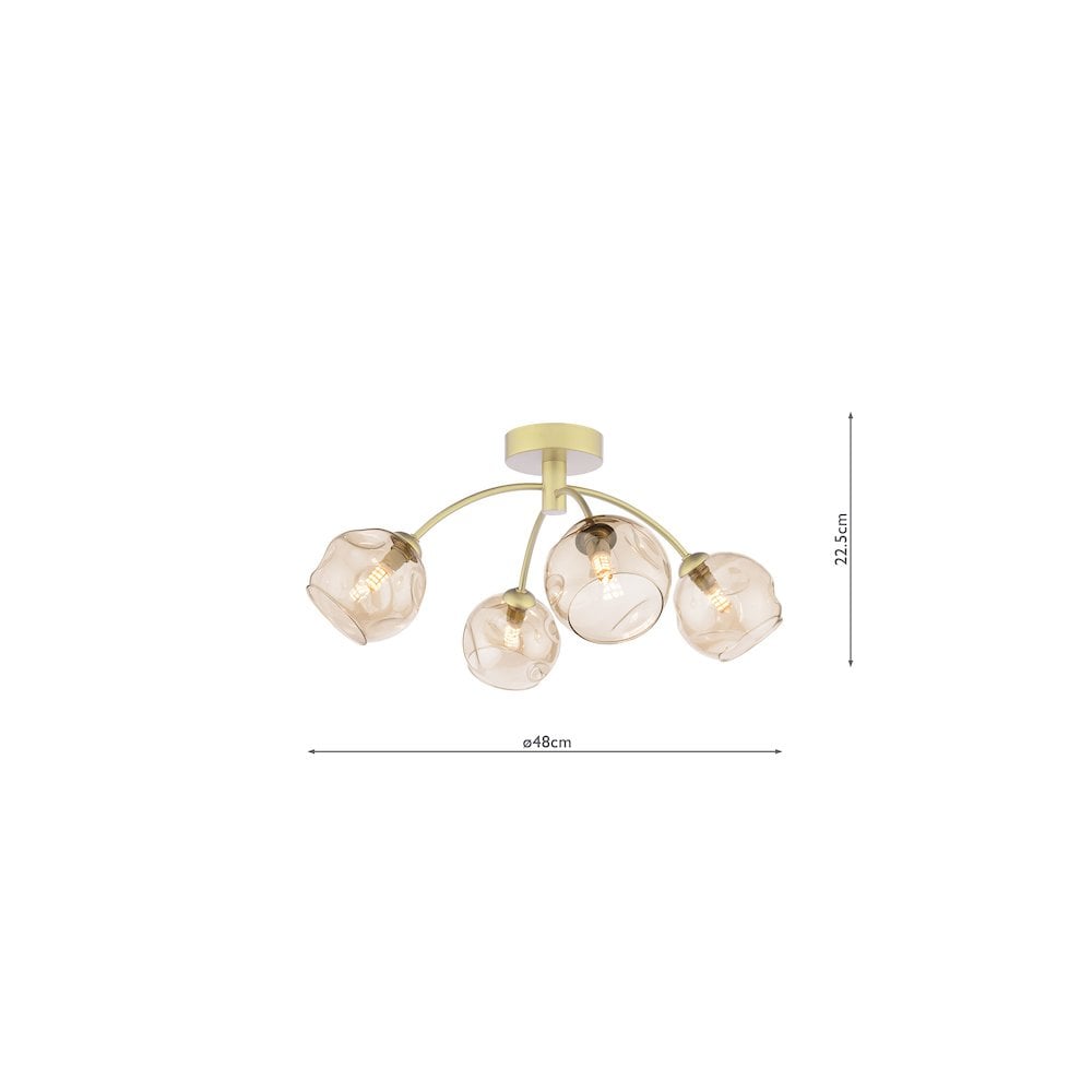 Dar IZZ0435-16 | Izzy | 4 Light Semi-Flush Light | Gold & Champagne Dimpled Glass