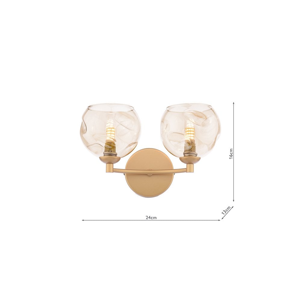 Dar IZZ0935-16 | Izzy Wall Light | Polished Gold with Champagne Glass