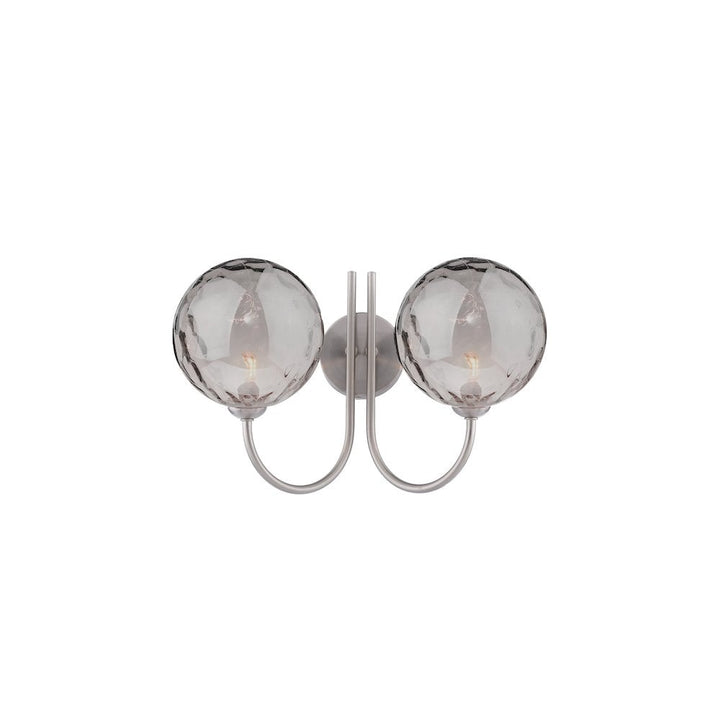 Dar JAR0938-10 | Jared 2 Light Wall Light | Satin Nickel and Smoked Dimpled Glass