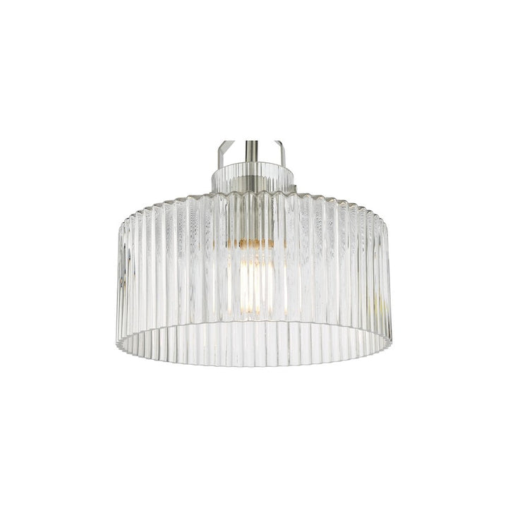 Dar LEN4846 | Lenka Semi-Flush Light | Satin Nickel with Ribbed Glass