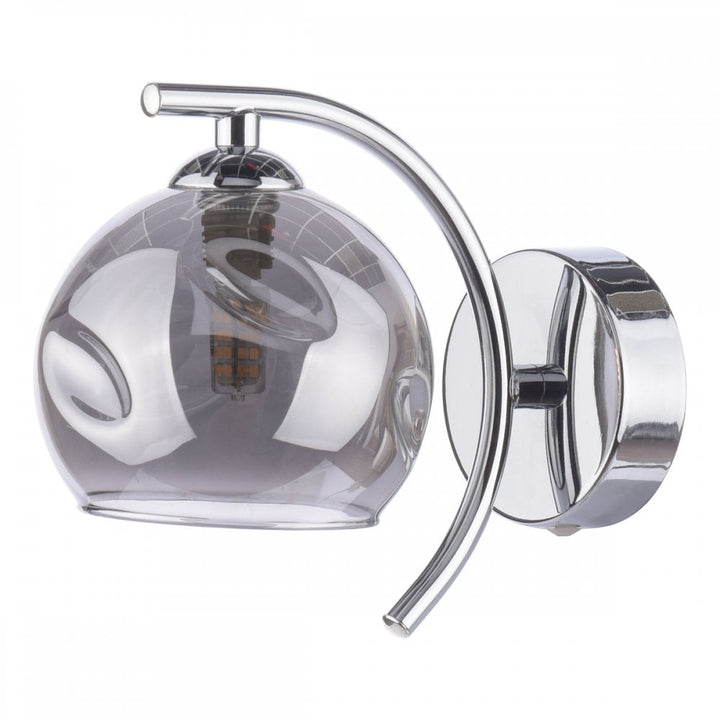 Dar NAK0750-15 | Nakita | Wall Light in Polished Chrome | Smoked Dimpled Glass