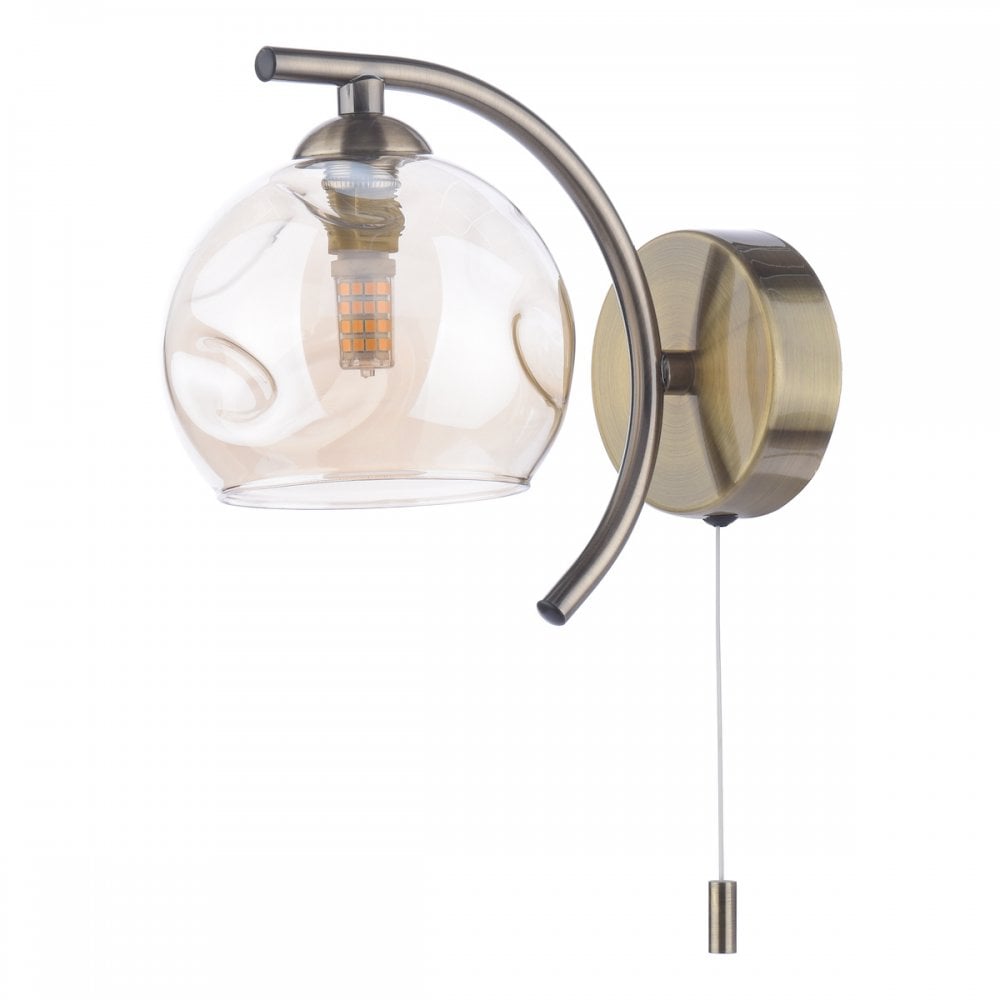 Dar NAK0775-16 | Nakita | Wall Light in Antique Brass | Champagne Dimpled Glass