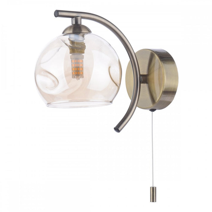 Dar NAK0775-16 | Nakita | Wall Light in Antique Brass | Champagne Dimpled Glass