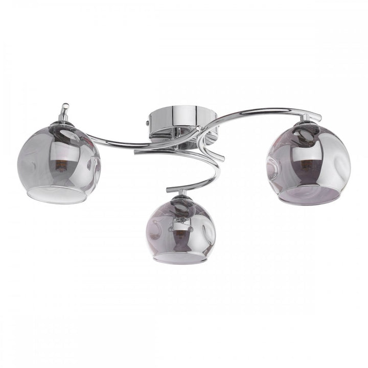 Dar NAK5350-15 | Nakita | 3-Light Semi Flush in Polished Chrome |  Smoked Dimpled Glass