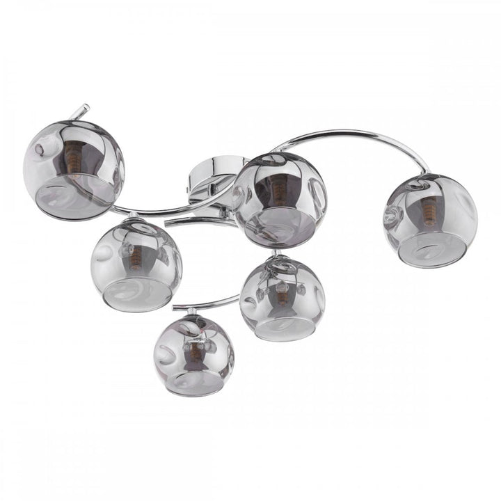 Dar NAK6450-15 | Nakita | 6-Light Semi Flush in Polished Chrome | Smoked Dimpled Glass