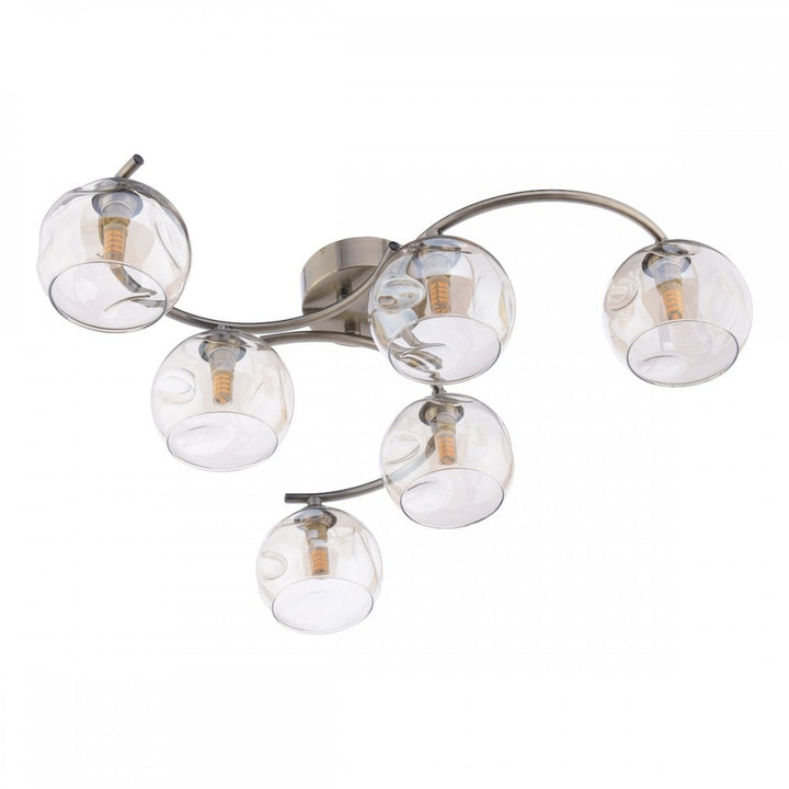 Dar NAK6475-16 | Nakita | 6-Light Semi Flush in Antique Brass | Champagne Dimpled Glass