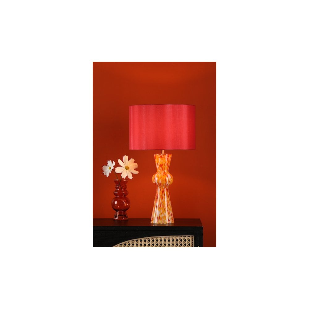 Dar RHE4225 | Rheneas Table Lamp | Red Glass & Chic Shade