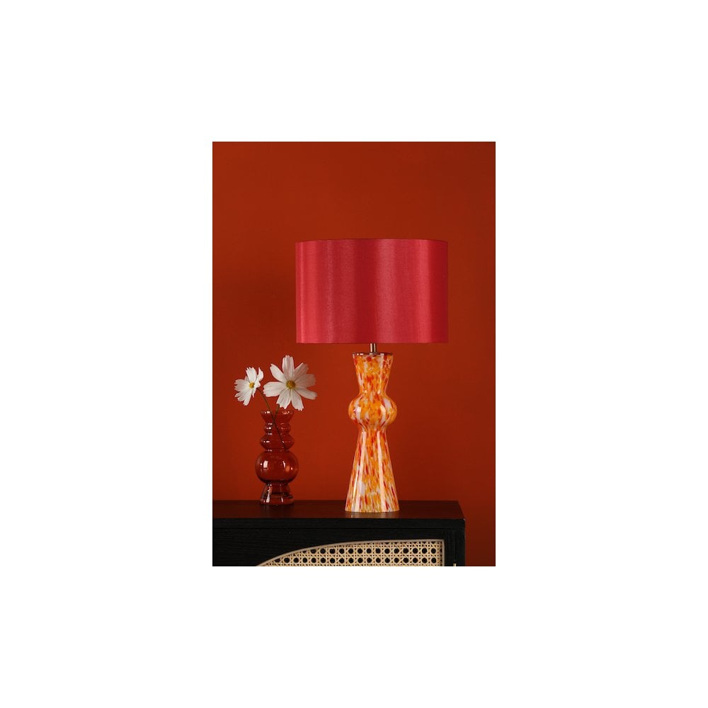 Dar RHE4225 | Rheneas Table Lamp | Red Glass & Chic Shade