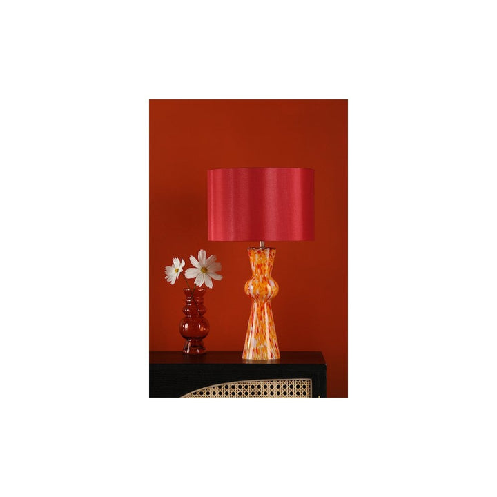 Dar RHE4225 | Rheneas Table Lamp | Red Glass & Chic Shade