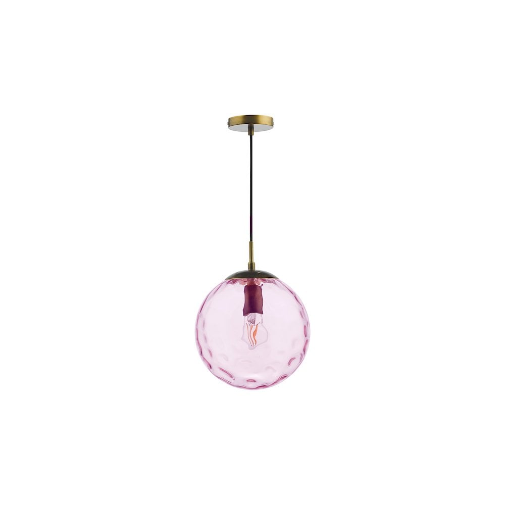 Dar SP70-RIP8803 | Ripple Single Pendant | Bronze and Pink Glass