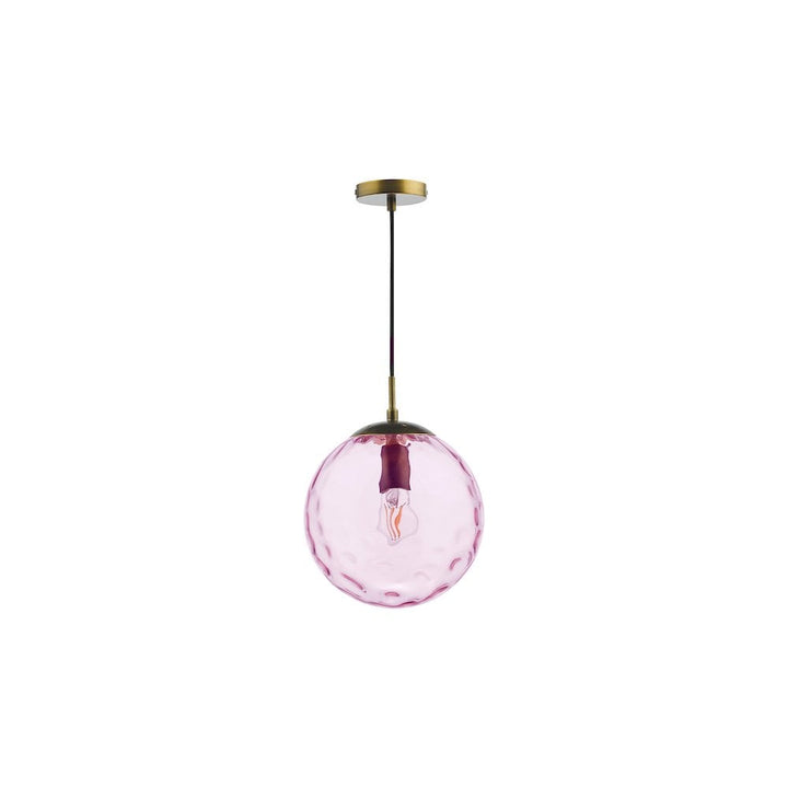 Dar SP70-RIP8803 | Ripple Single Pendant | Bronze and Pink Glass