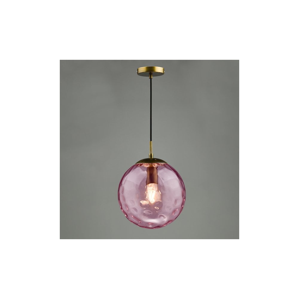 Dar SP70-RIP8803 | Ripple Single Pendant | Bronze and Pink Glass
