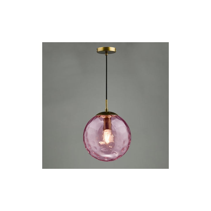 Dar SP70-RIP8803 | Ripple Single Pendant | Bronze and Pink Glass