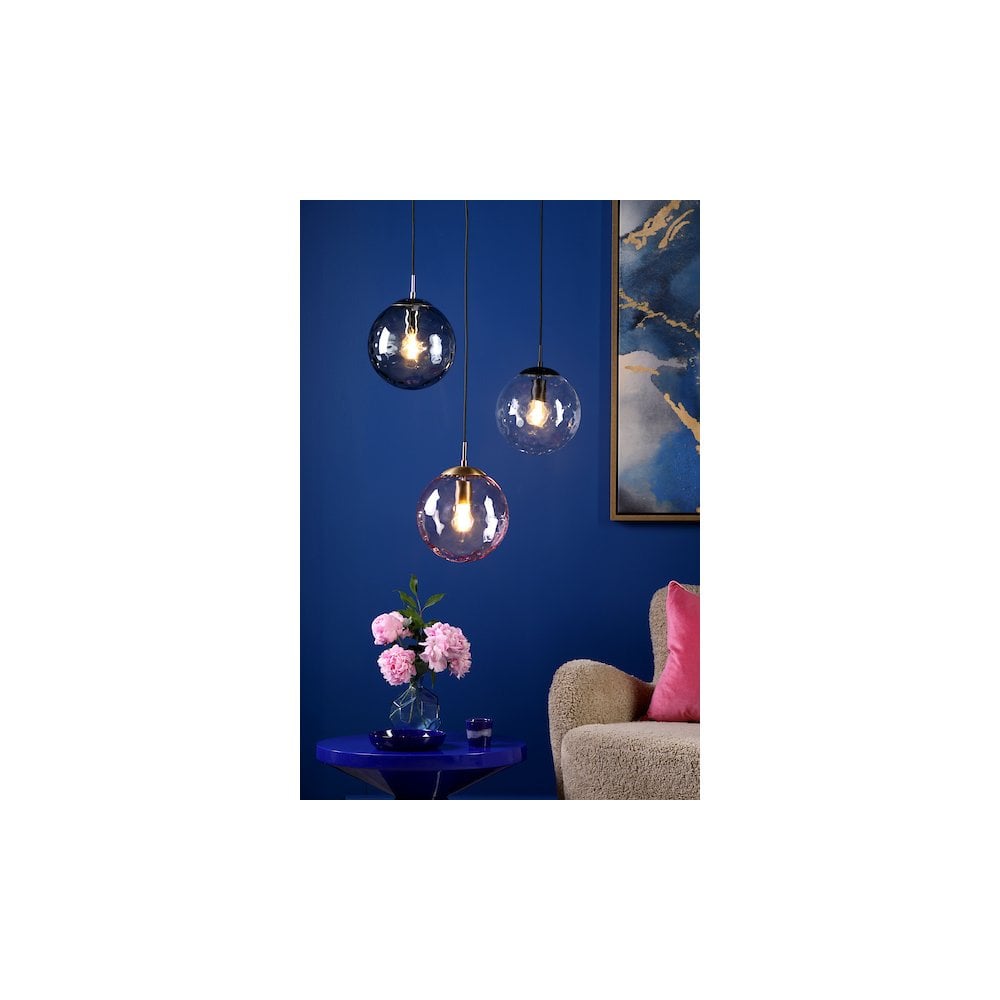 Dar SP70-RIP8803 | Ripple Single Pendant | Bronze and Pink Glass