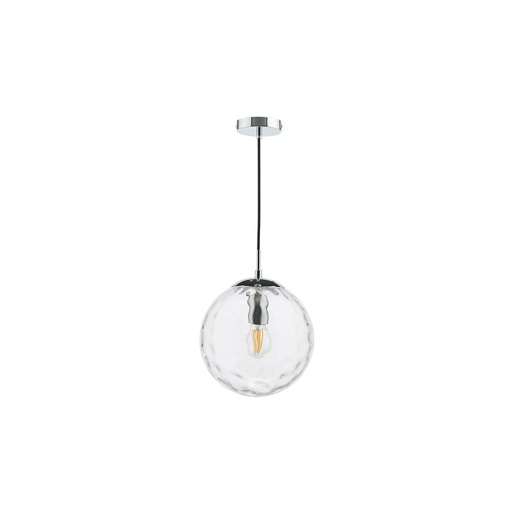Dar SP71-RIP8808 | Ripple Pendant | Polished Chrome & Clear Glass