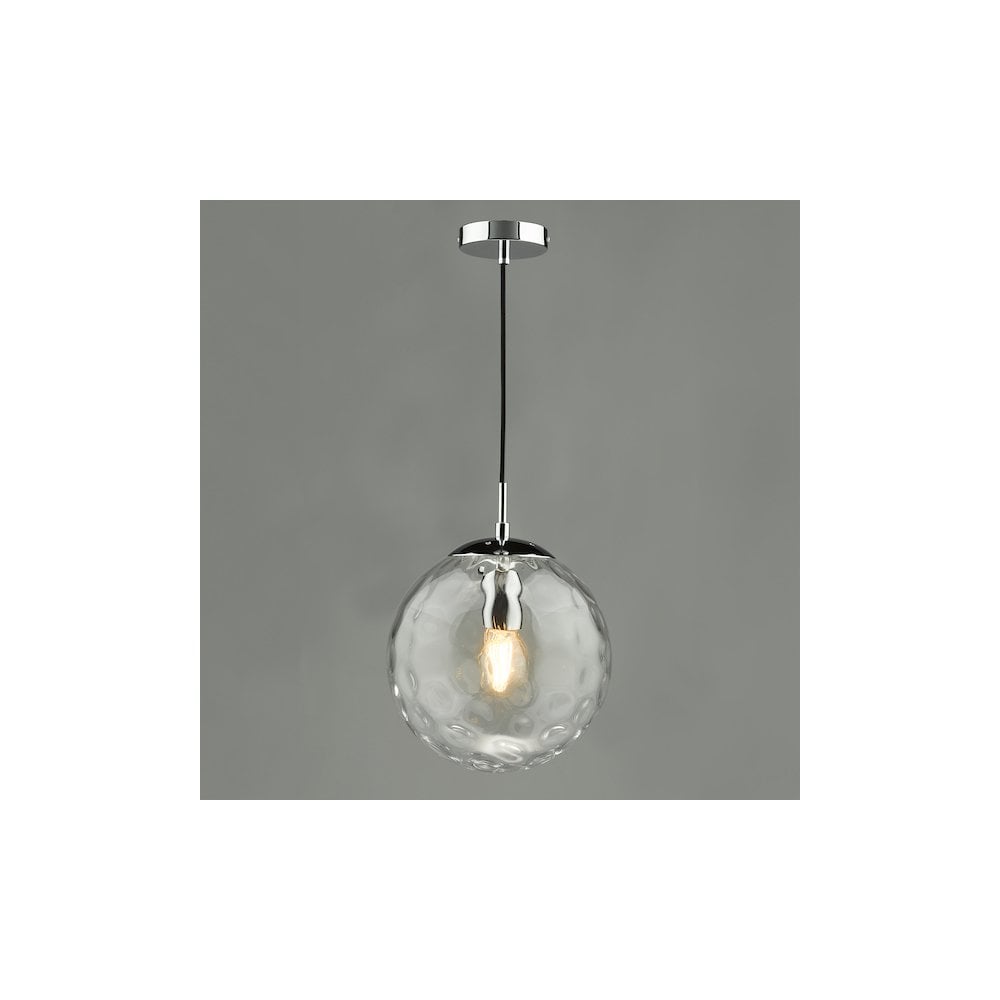 Dar SP71-RIP8808 | Ripple Pendant | Polished Chrome & Clear Glass