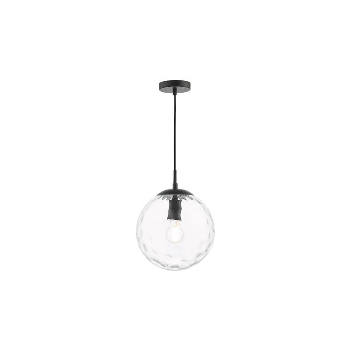 Dar SP72-RIP8808 | Ripple Pendant | Matt Black & Clear Glass