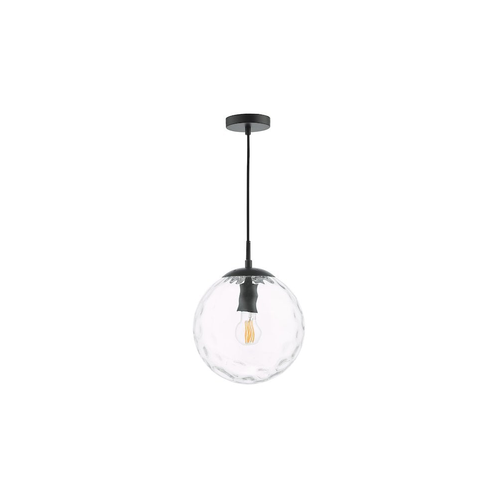 Dar SP72-RIP8808 | Ripple Pendant | Matt Black & Clear Glass