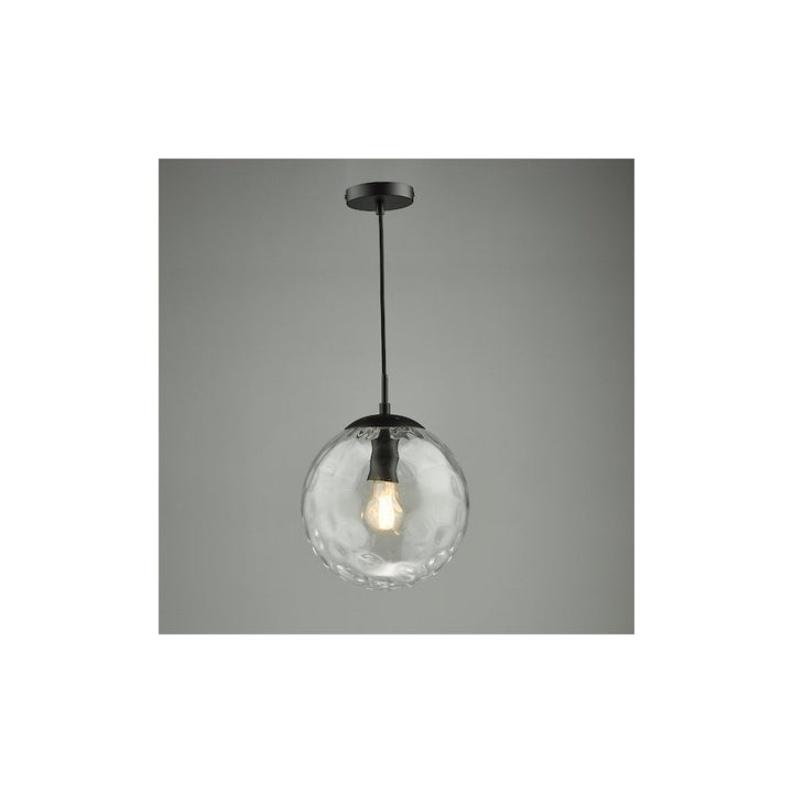 Dar SP72-RIP8808 | Ripple Pendant | Matt Black & Clear Glass