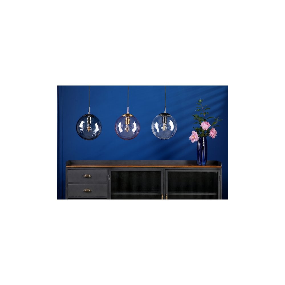 Dar SP72-RIP8808 | Ripple Pendant | Matt Black & Clear Glass