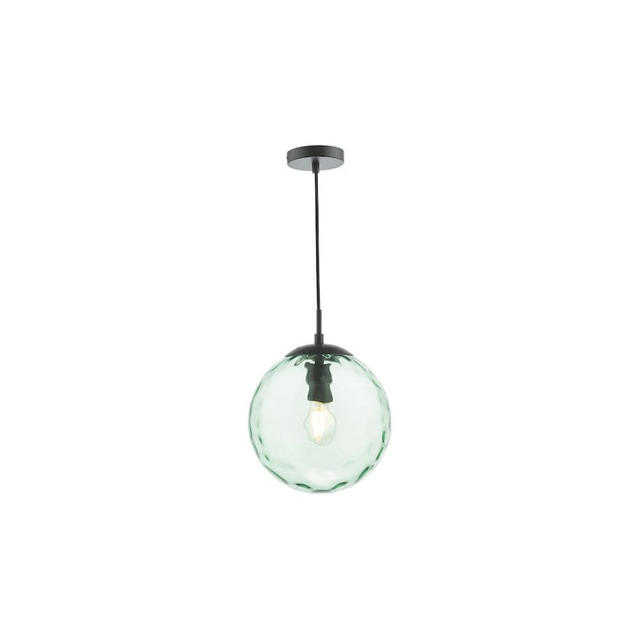Dar SP72-RIP8824 | Ripple Pendant | Matt Black & Green Glass