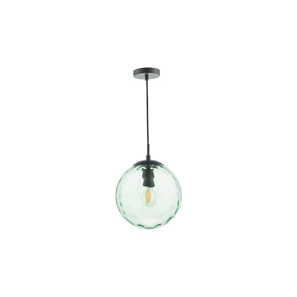 Dar SP72-RIP8824 | Ripple Pendant | Matt Black & Green Glass