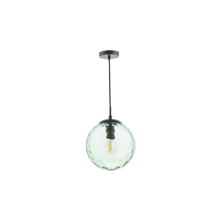 Dar SP72-RIP8824 | Ripple Pendant | Matt Black & Green Glass