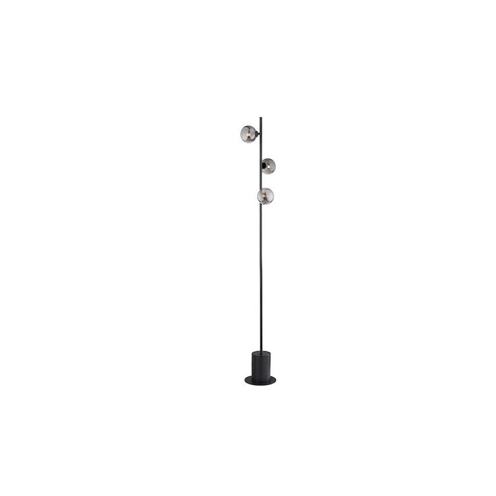 Dar SPI5522-01 | Spiral Smoked Glass Floor Lamp | Matt Black