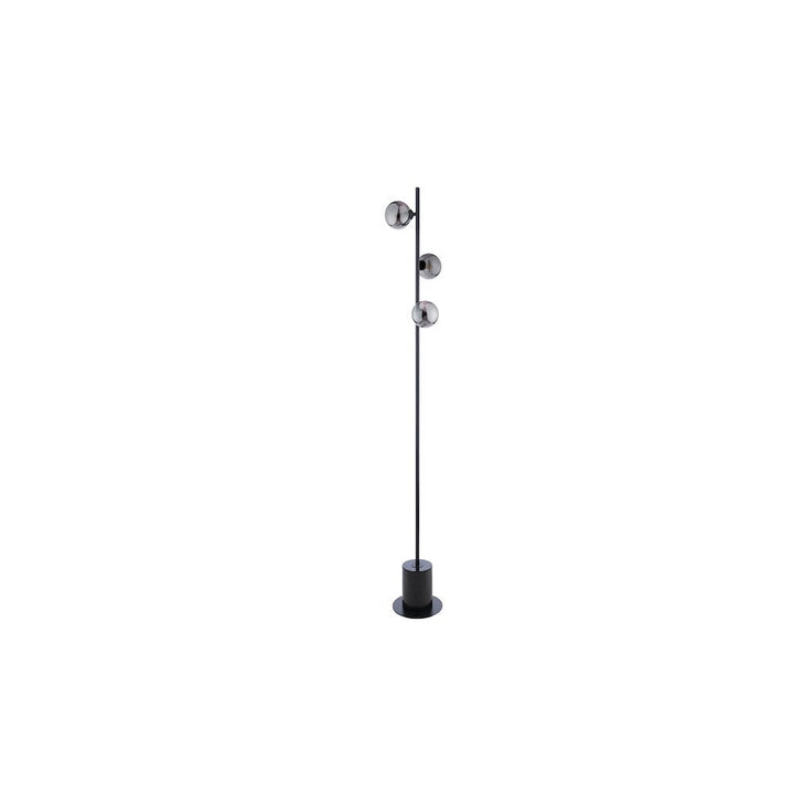 Dar SPI5522-01 | Spiral Smoked Glass Floor Lamp | Matt Black