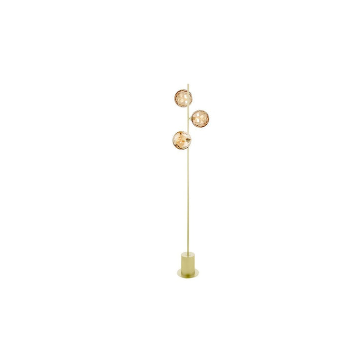 Dar SPI5535-11 | Spiral | 3 Light Floor Lamp | Matt Gold & Champagne Glass