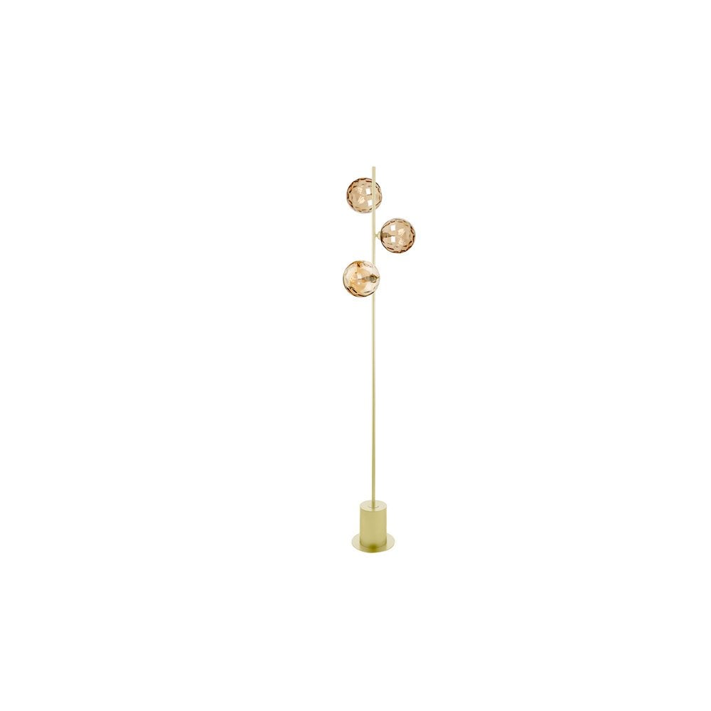 Dar SPI5535-11 | Spiral | 3 Light Floor Lamp | Matt Gold & Champagne Glass