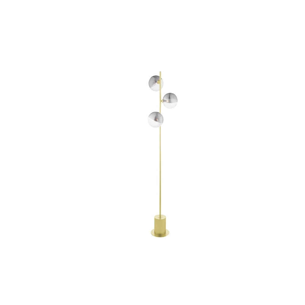 Dar SPI5535-19 | Spiral | 3 Light Floor Lamp | Matt Gold with Smoked Glass