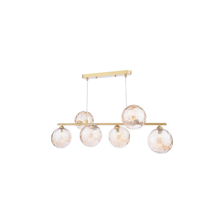 Dar SPI6435-11 | Spiral | 6 Light Pendant | Matte Gold & Champagne Glass
