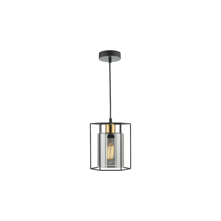 Dar TAT0122 | Tatum Pendant | Matt Black and Smoked Glass