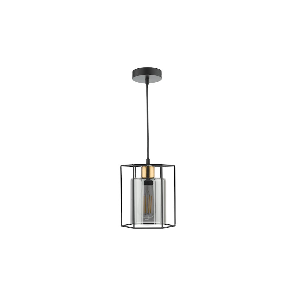 Dar TAT0122 | Tatum Pendant | Matt Black and Smoked Glass