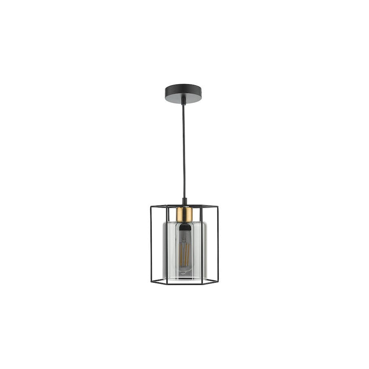 Dar TAT0122 | Tatum Pendant | Matt Black and Smoked Glass