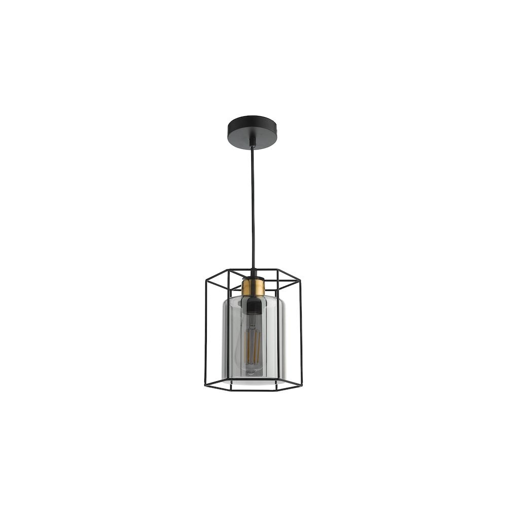 Dar TAT0122 | Tatum Pendant | Matt Black and Smoked Glass