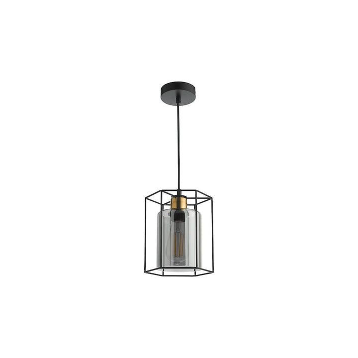 Dar TAT0122 | Tatum Pendant | Matt Black and Smoked Glass