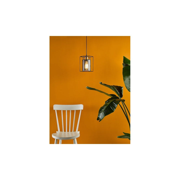 Dar TAT0122 | Tatum Pendant | Matt Black and Smoked Glass