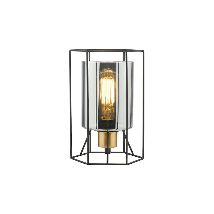 Dar TAT4222 | Tatum Table Lamp | Matt Black & Smoked Glass