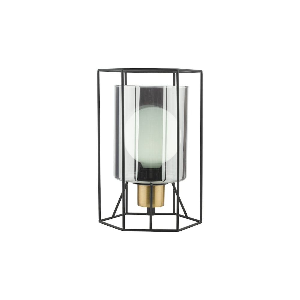 Dar TAT4222 | Tatum Table Lamp | Matt Black & Smoked Glass
