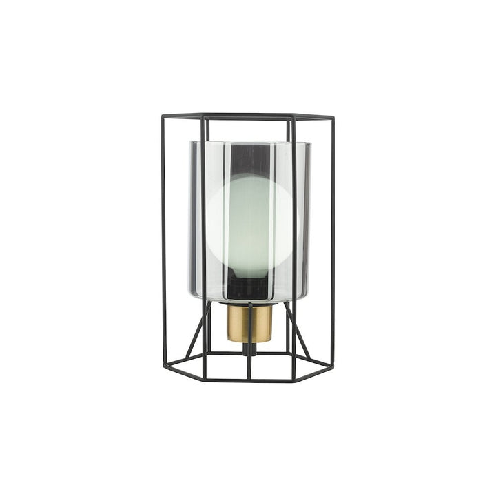 Dar TAT4222 | Tatum Table Lamp | Matt Black & Smoked Glass