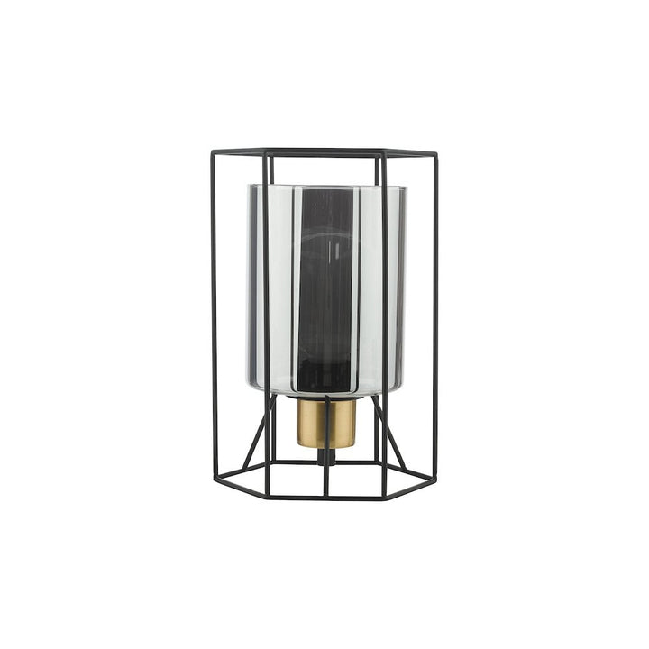 Dar TAT4222 | Tatum Table Lamp | Matt Black & Smoked Glass