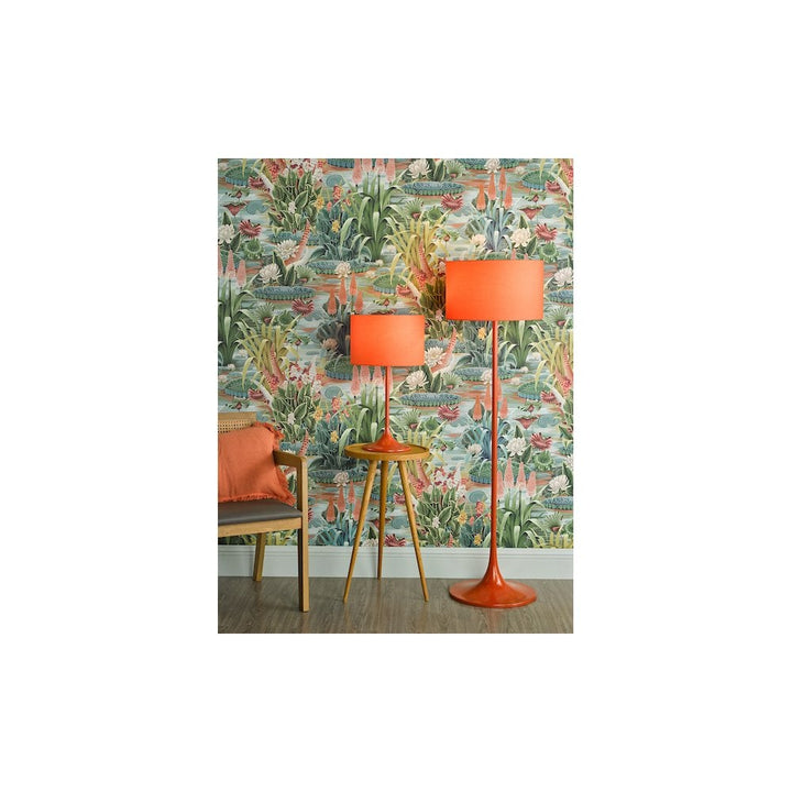 Dar TOL4911 | Toledo | Floor Lamp | Satin Orange With Shade